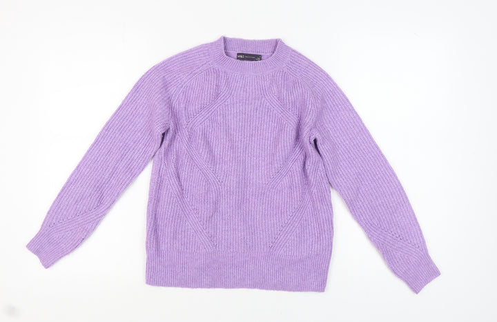 Marks and Spencer Women's Purple Cable-Knit Pullover Jumper XS