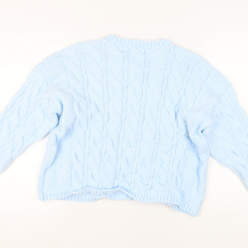 Marks and Spencer Women's Blue Cable-Knit Jumper L