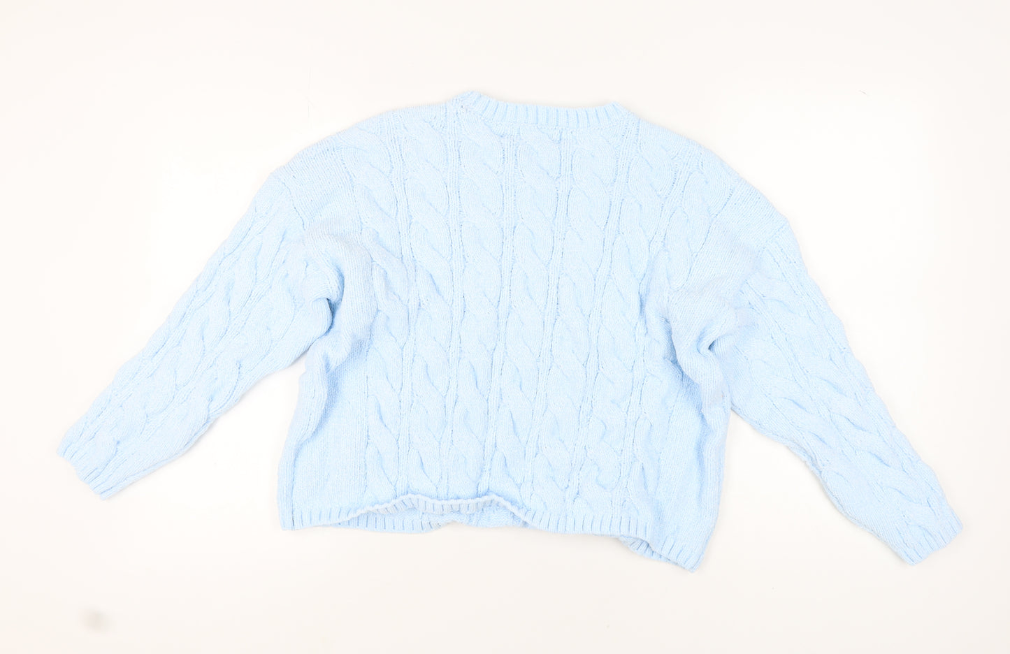 Marks and Spencer Women's Blue Cable-Knit Jumper L