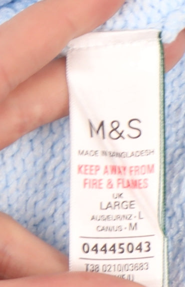 Marks and Spencer Women's Blue Cable-Knit Jumper L