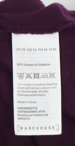 Warehouse Women's Purple Blouse Size 16 Boat Neck