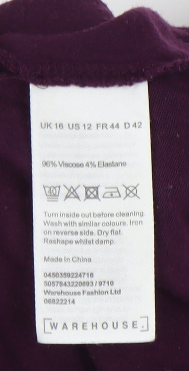 Warehouse Women's Purple Blouse Size 16 Boat Neck