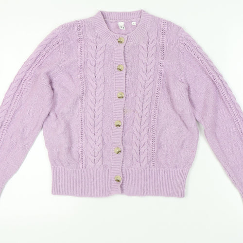 AND/OR Women's Purple Cable-Knit Cardigan