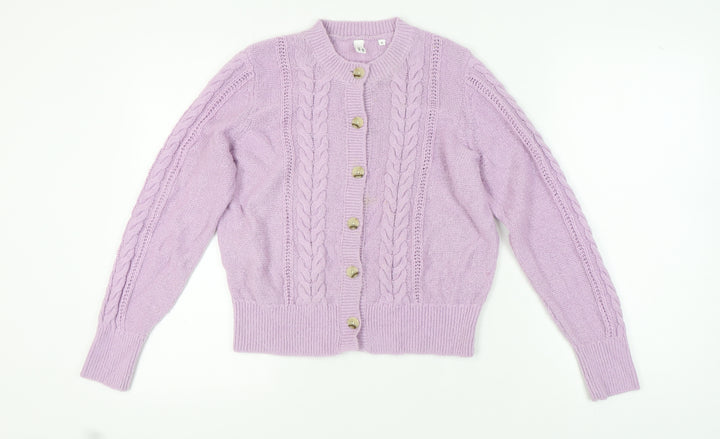 AND/OR Women's Purple Cable-Knit Cardigan