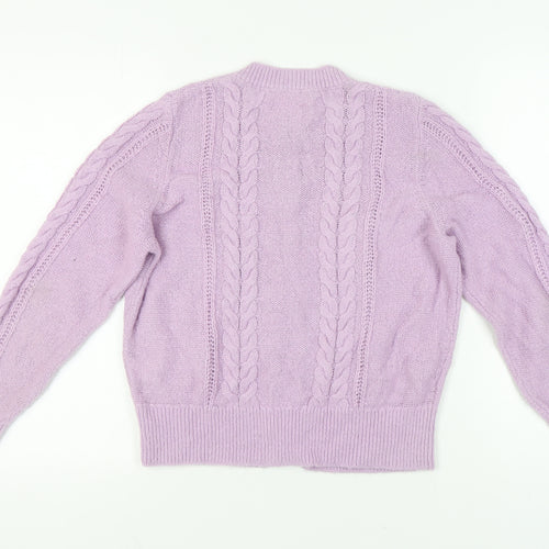 AND/OR Women's Purple Cable-Knit Cardigan