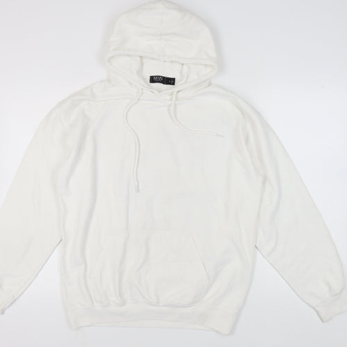 bohooMAN Men's White Dragon Graphic Hoodie M