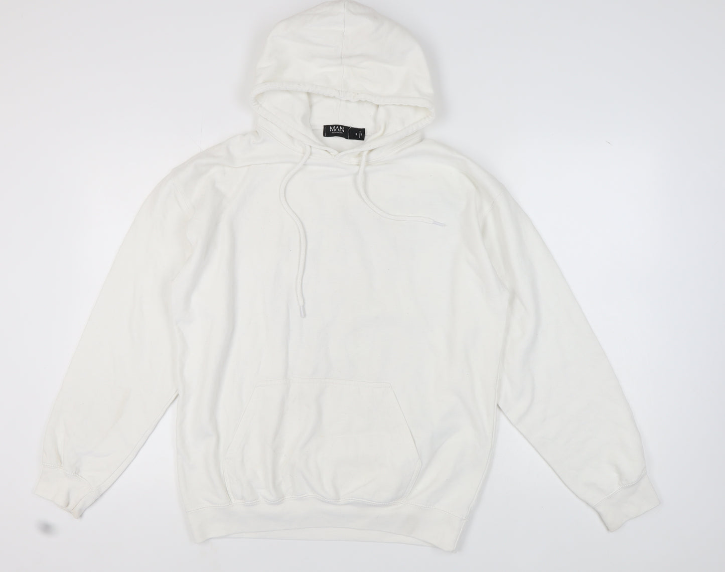 bohooMAN Men's White Dragon Graphic Hoodie M