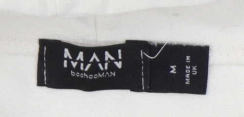 bohooMAN Men's White Dragon Graphic Hoodie M