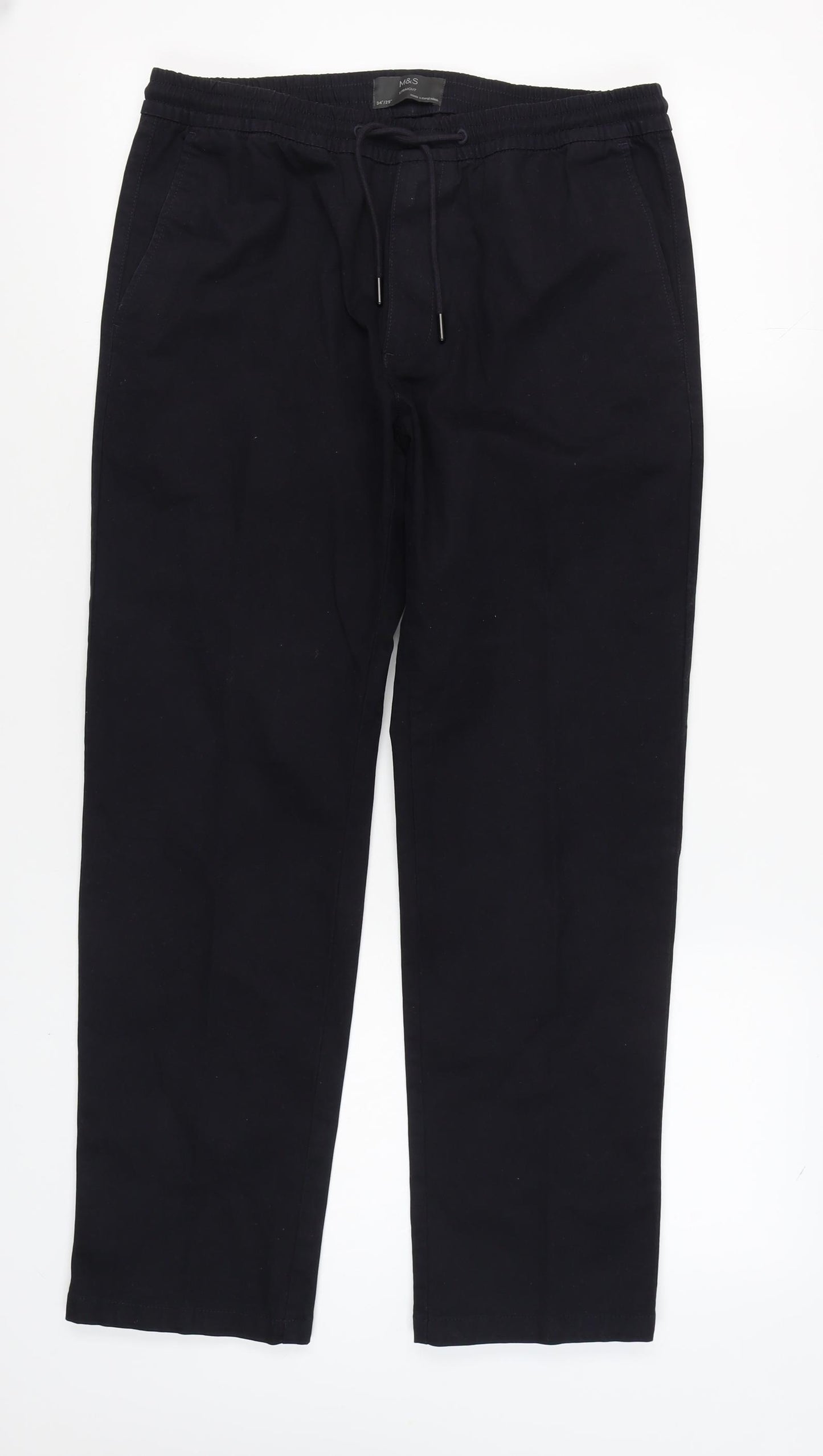 Marks and Spencer Men's Black Straight Trousers Size 34