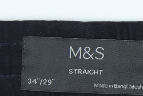 Marks and Spencer Men's Black Straight Trousers Size 34