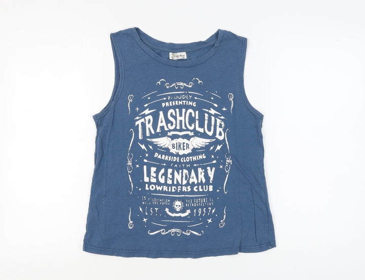 Kitschen Women's Blue Graphic Tank Top, Size M