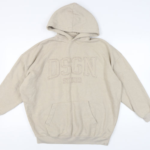 Boohoo Women Beige Hooded Pullover M