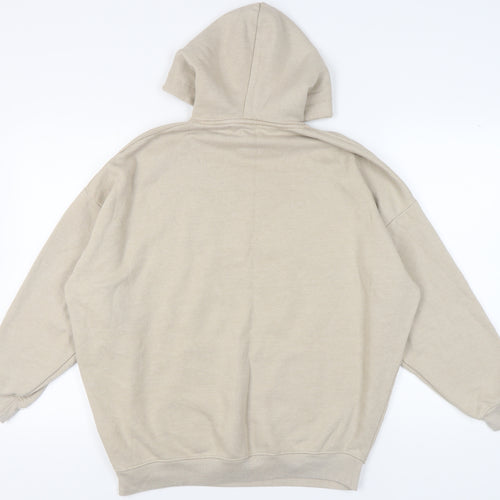 Boohoo Women Beige Hooded Pullover M