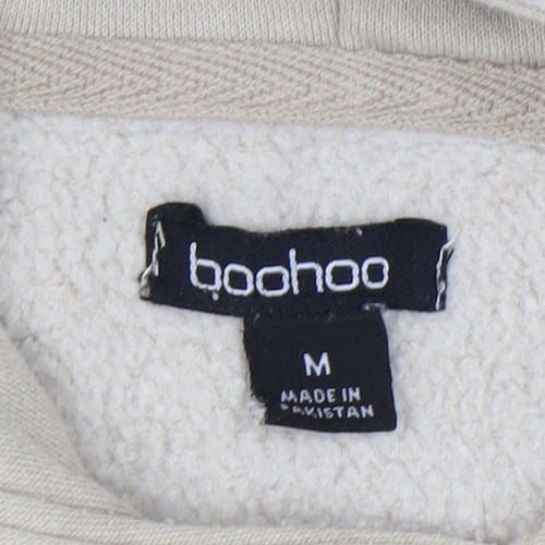 Boohoo Women Beige Hooded Pullover M