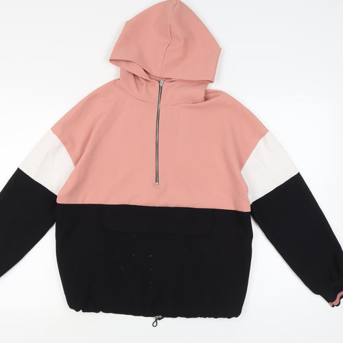 Zara Women's Pink Hoodie, Size S, Colourblock Style