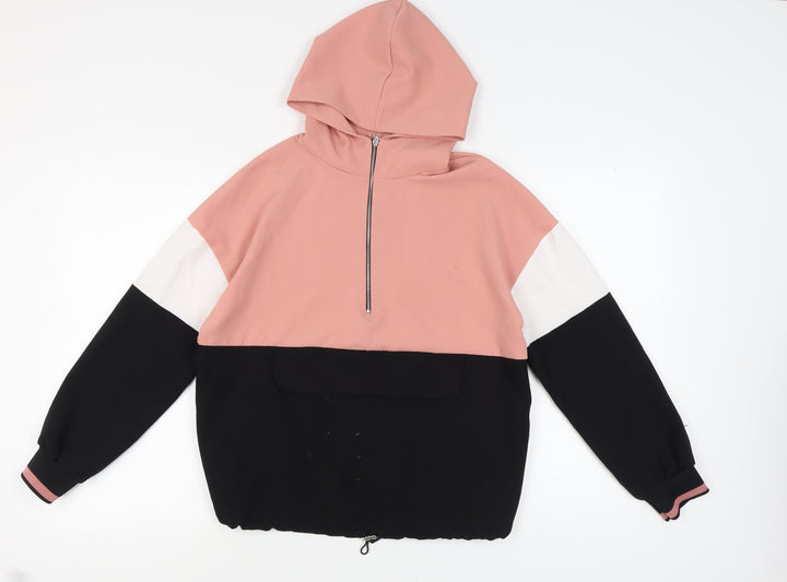 Zara Women's Pink Hoodie, Size S, Colourblock Style