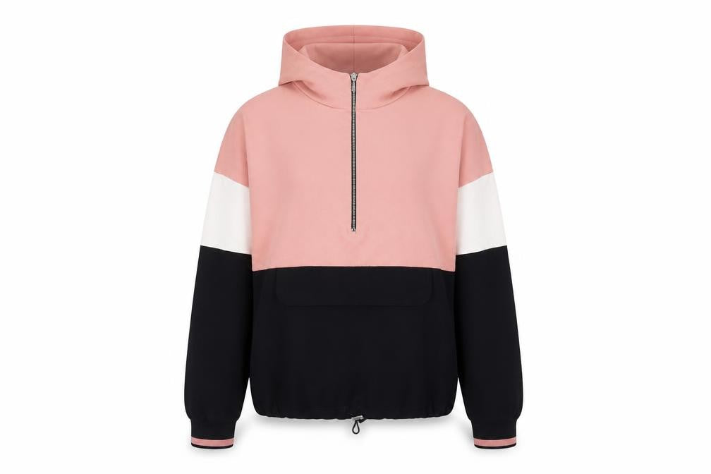 Front view of Zara Women's Pink Hoodie, size S, Colourblock Style