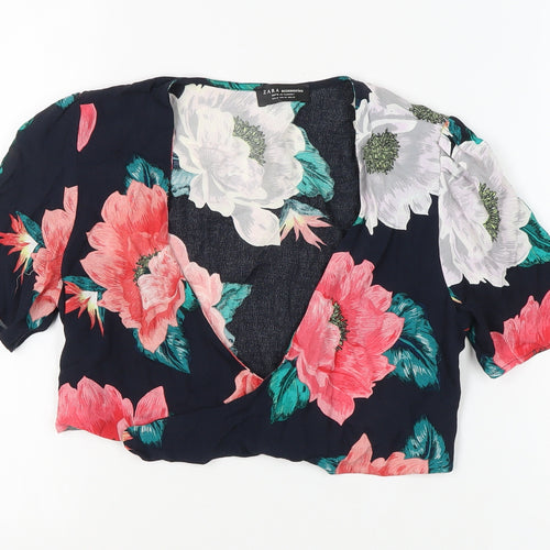 Zara Women's Multicoloured Floral Wrap Blouse XS