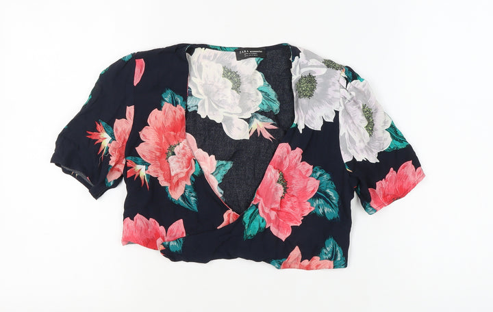 Zara Women's Multicoloured Floral Wrap Blouse XS