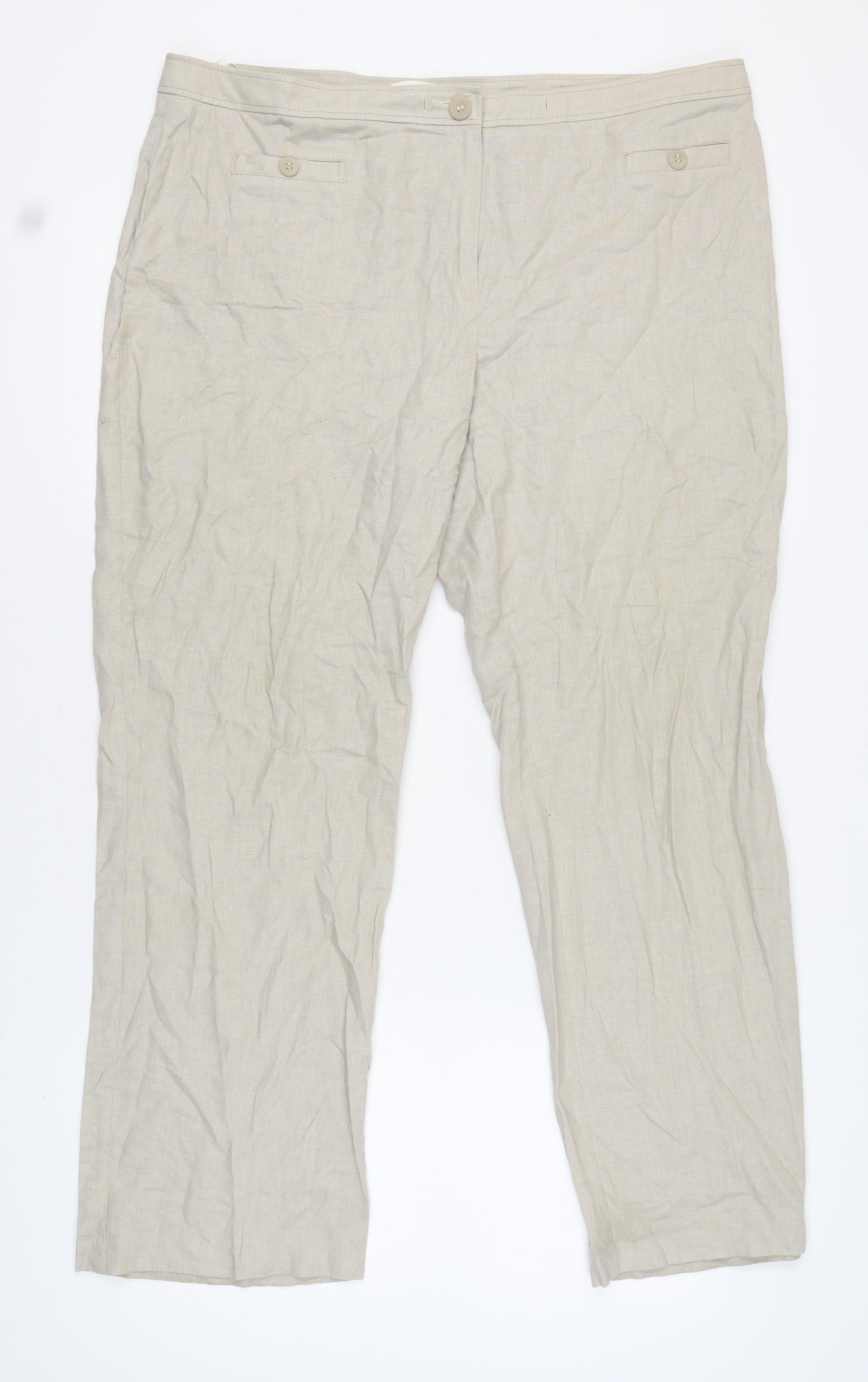 Marks and Spencer Beige Women’s Linen Trousers Size 20
