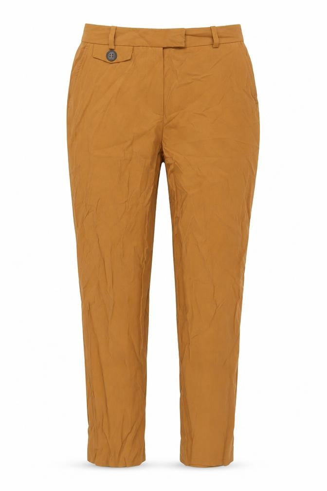 Front view of Zara Women's Brown Flat Front Trousers, size S