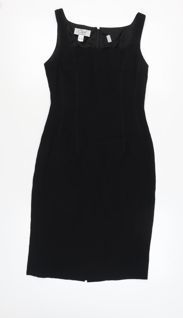 Clips Women's Black 12 Pencil Dress, Wool Blend