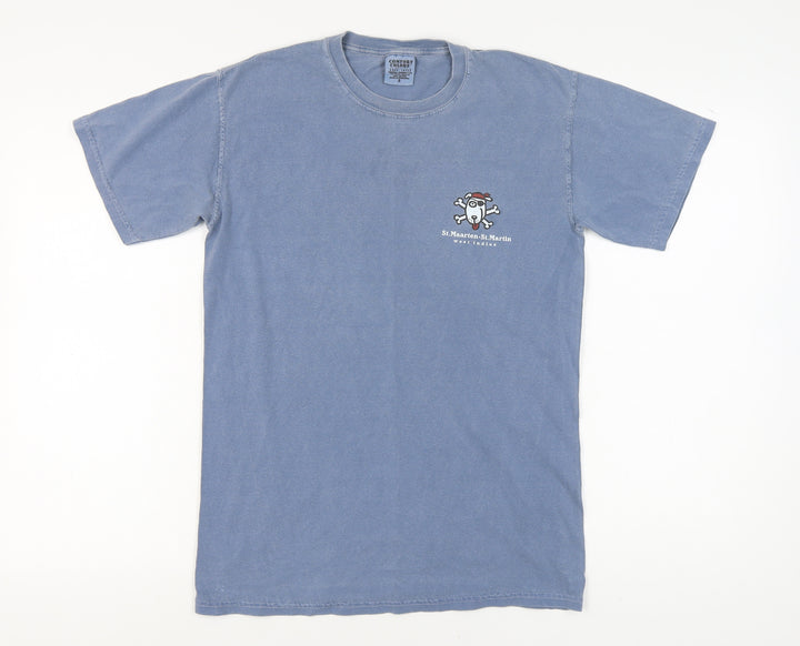 Comfort Colors Men's Blue Graphic Print T-Shirt Size S