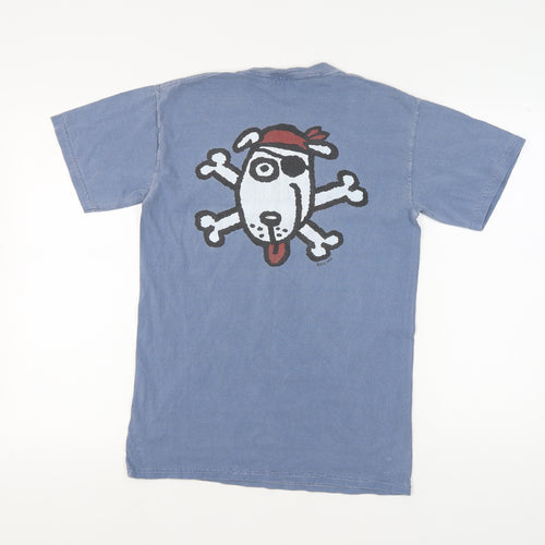 Comfort Colors Men's Blue Graphic Print T-Shirt Size S