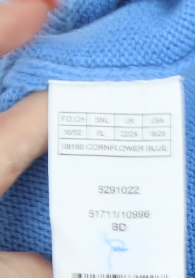 Damart Women's Blue Henley Jumper XL - Casual & Elegant