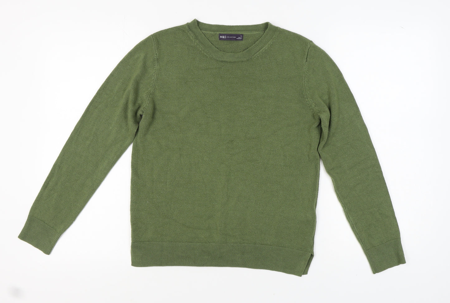 Marks and Spencer Women's Green Slim Pullover Jumper Size 12