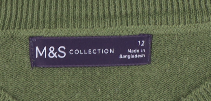 Marks and Spencer Women's Green Slim Pullover Jumper Size 12