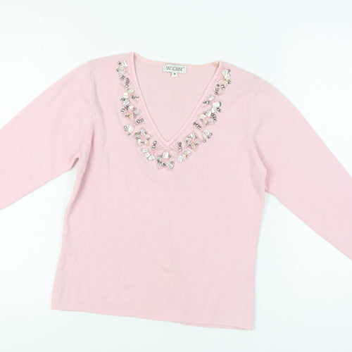 Fay Louise Women's Pink Embroidered Jewel Pullover Jumper