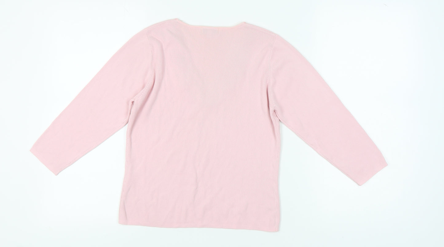 Fay Louise Women's Pink Embroidered Jewel Pullover Jumper