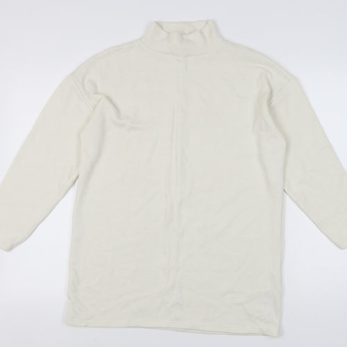 Zara Women's Ivory Mock Neck Jumper Size S