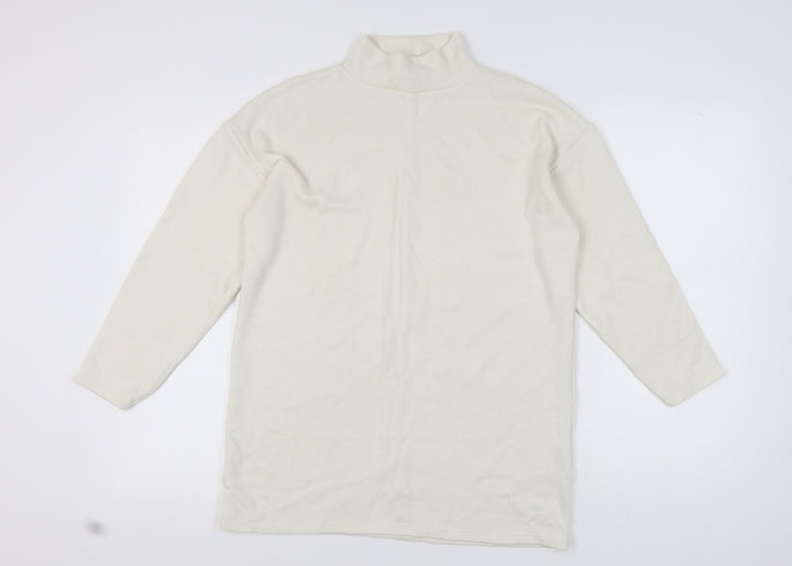 Zara Women's Ivory Mock Neck Jumper Size S