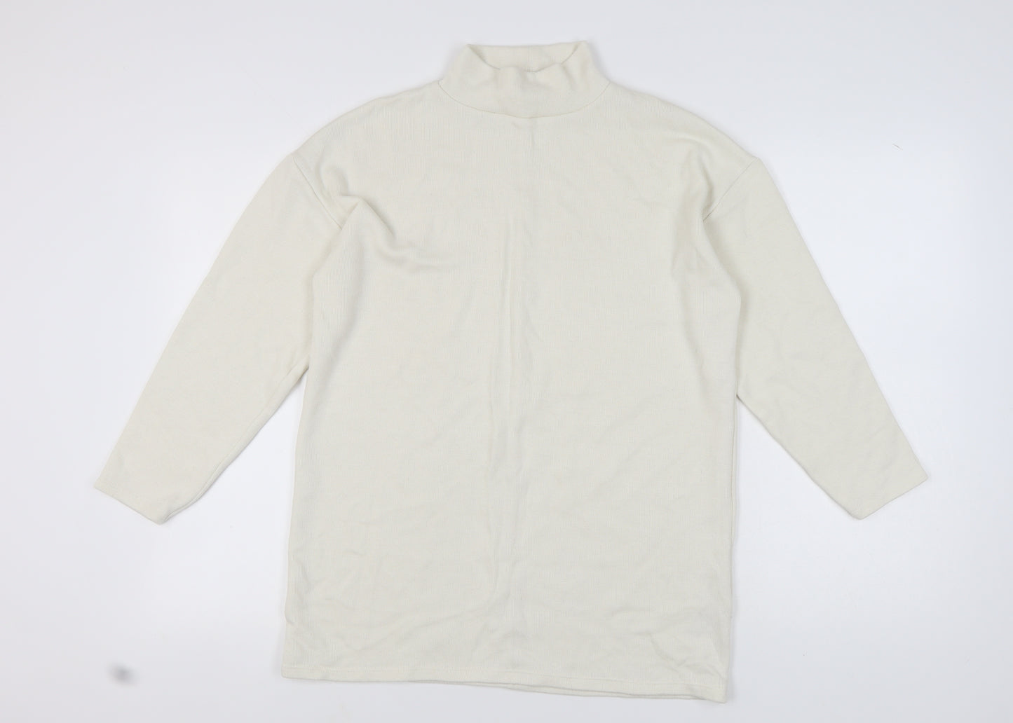 Zara Women's Ivory Mock Neck Jumper Size S