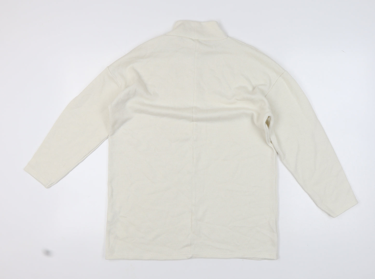 Zara Women's Ivory Mock Neck Jumper Size S