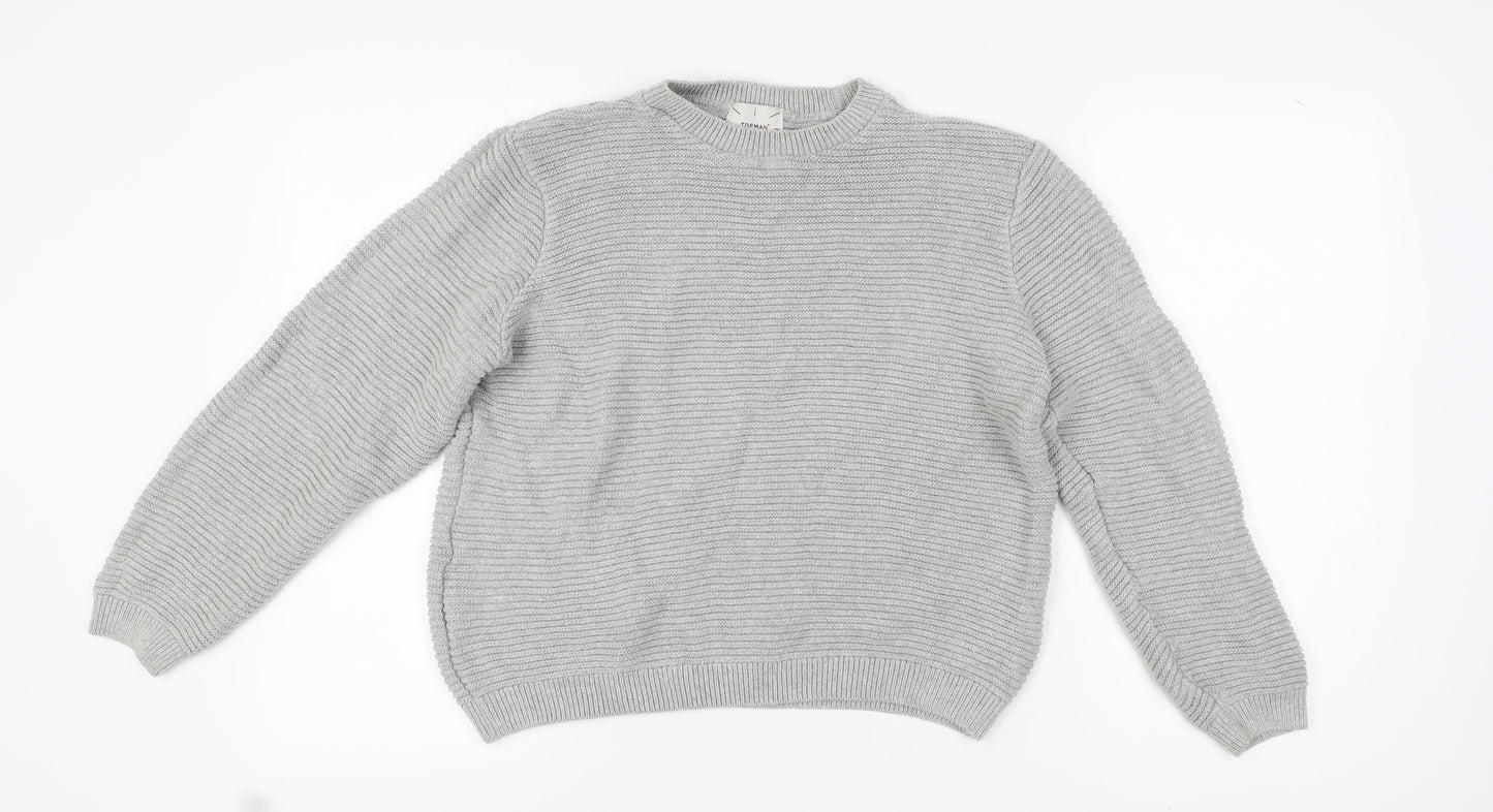 Topman Men's Grey Pullover Jumper, Size L