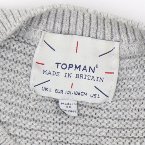 Topman Men's Grey Pullover Jumper, Size L