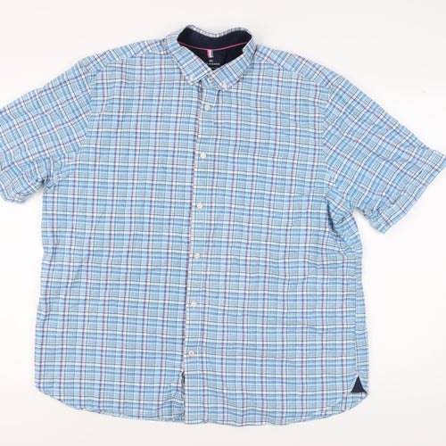 Marks and Spencer Men's Blue Check Button-Up Shirt