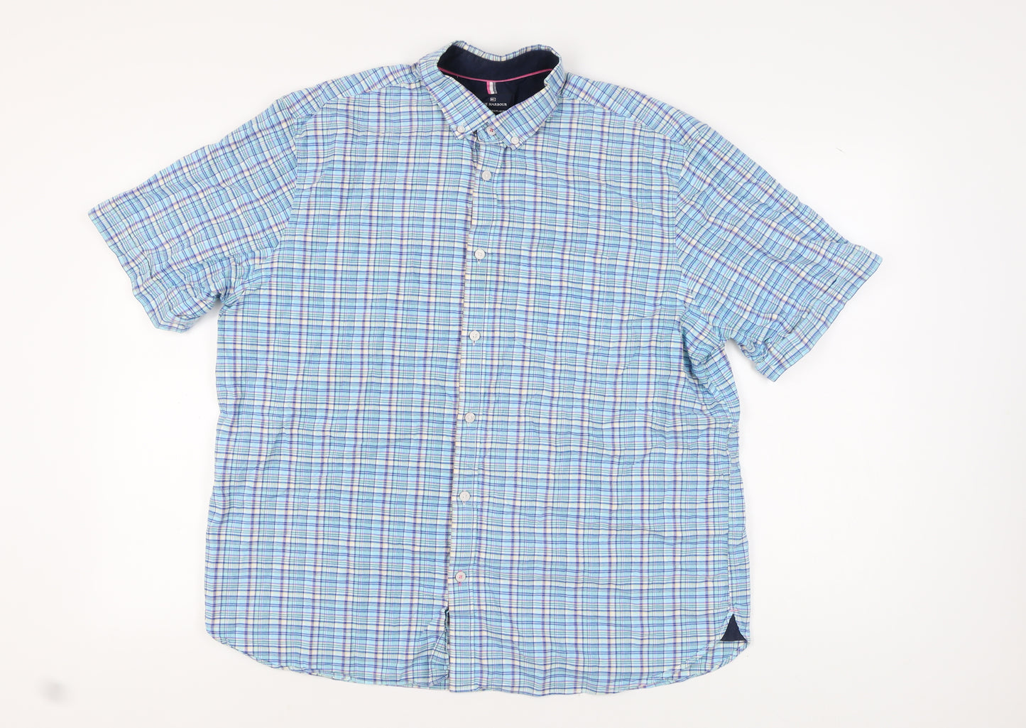 Marks and Spencer Men's Blue Check Button-Up Shirt