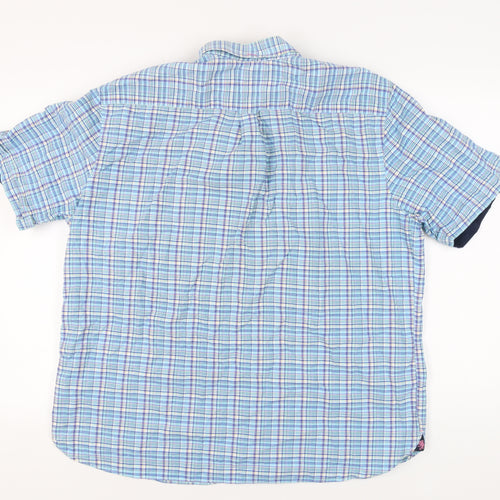 Marks and Spencer Men's Blue Check Button-Up Shirt