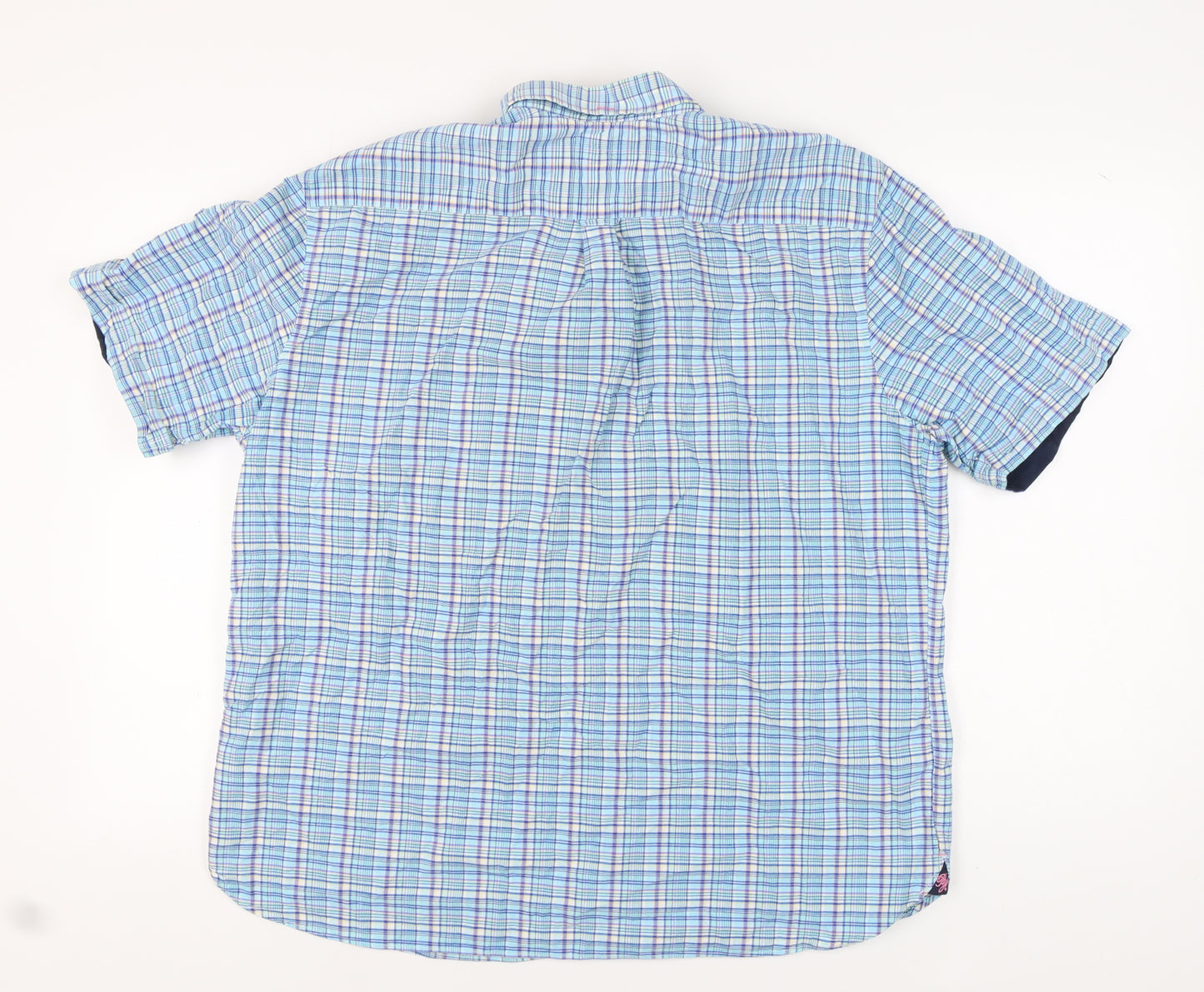 Marks and Spencer Men's Blue Check Button-Up Shirt