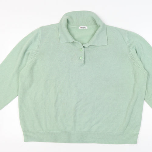 Damart Women's Green Collared Henley Jumper Size 14