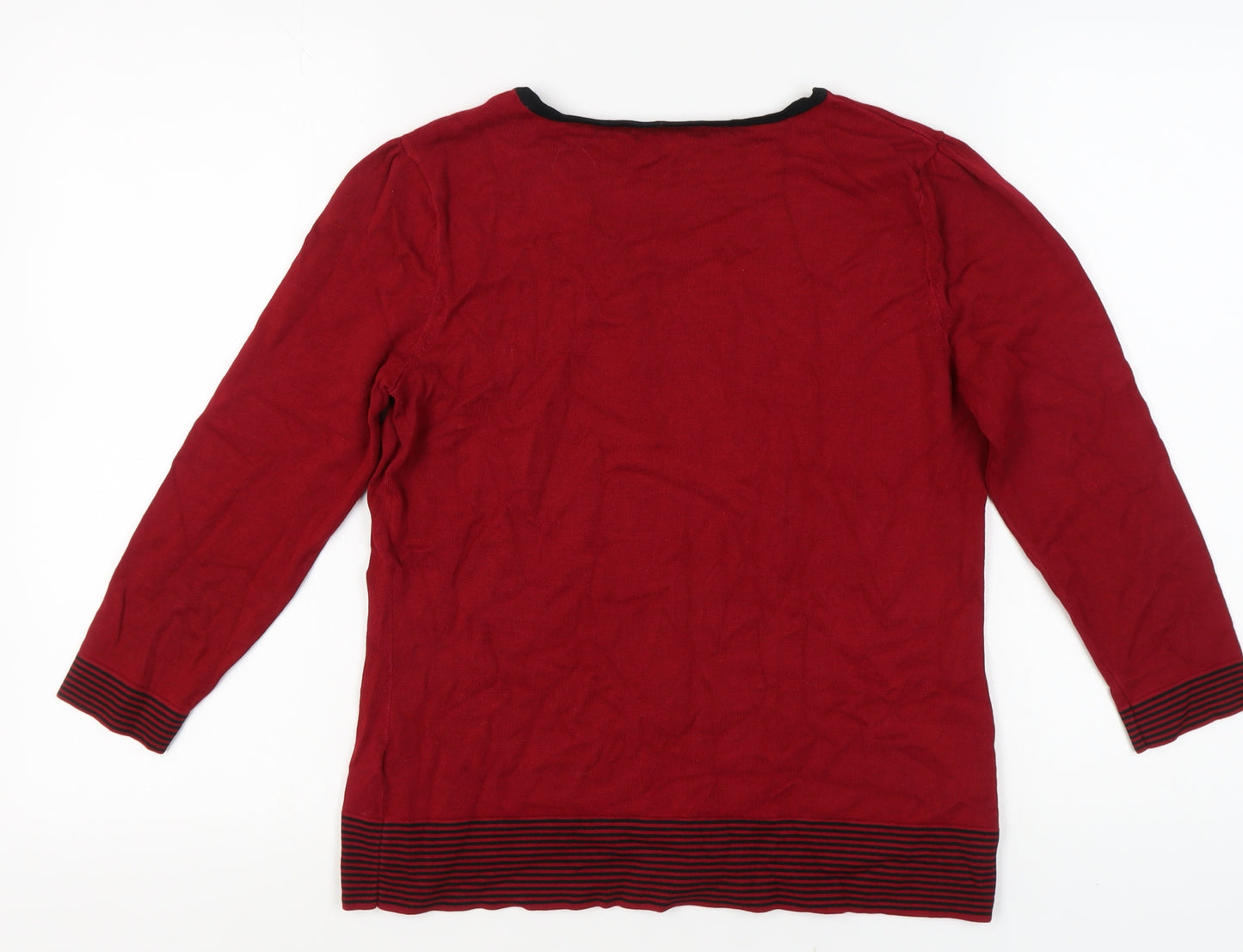 Debenhams Women's Red 3/4 Sleeve Jumper Size 16