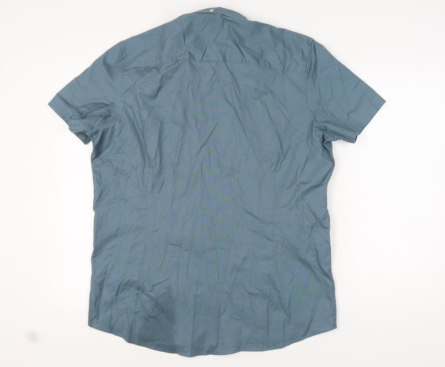 Next Men's XL Blue Slim Fit Button-Up Shirt