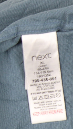 Next Men's XL Blue Slim Fit Button-Up Shirt