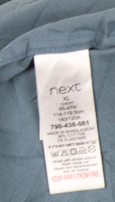 Next Men's XL Blue Slim Fit Button-Up Shirt