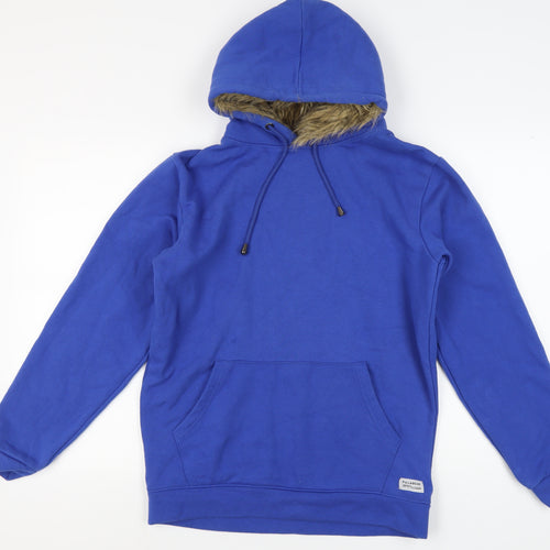 Pull & Bear Men's Blue Pullover Hoodie, Size S, Winter