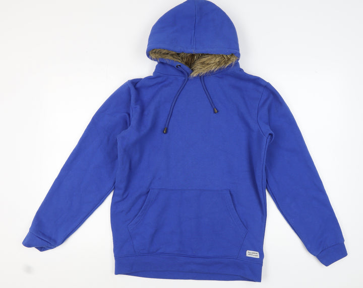 Pull & Bear Men's Blue Pullover Hoodie, Size S, Winter